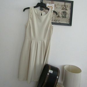 Lace detailed fit and flare dress