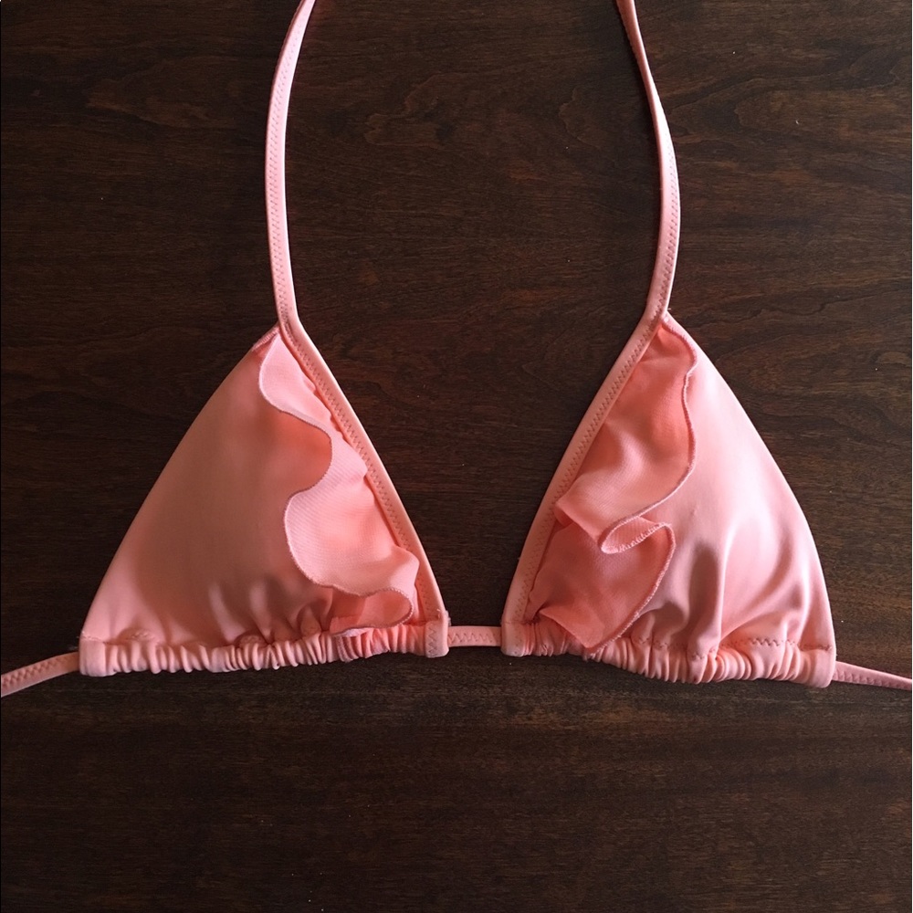 Victoria's Secret Coral Sheer Ruffle Triangle Top