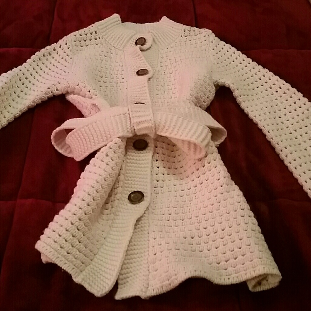 Old Navy Cream Crocheted Cardigan Sweater