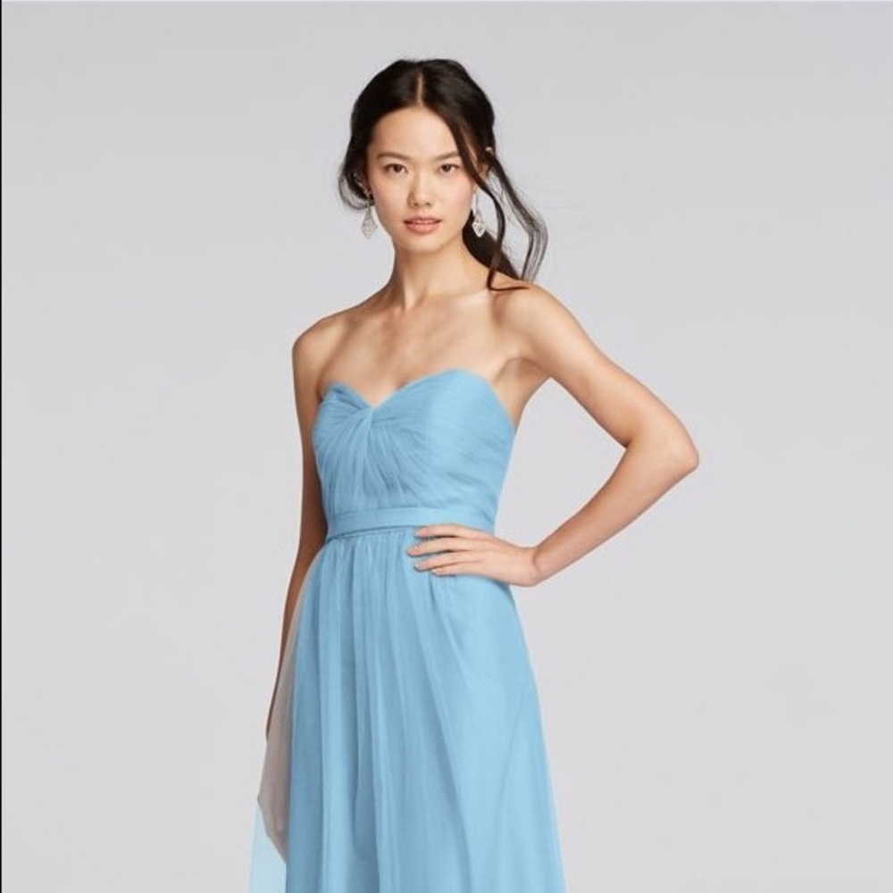 David's Bridal strapless bridesmaid dress