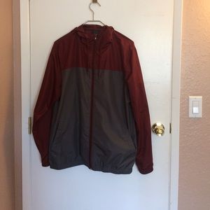 Black and maroon windbreaker
