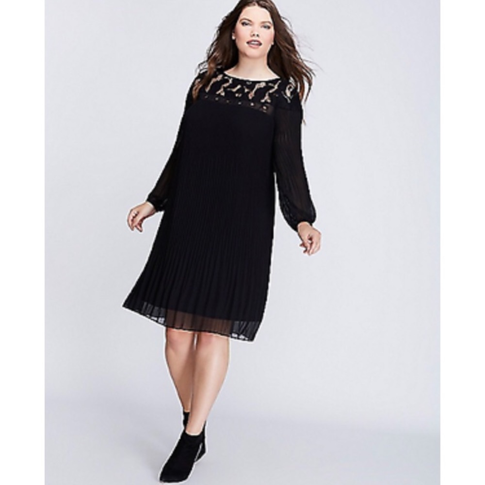 Lane Bryant Black Pleated Dress - Size 22