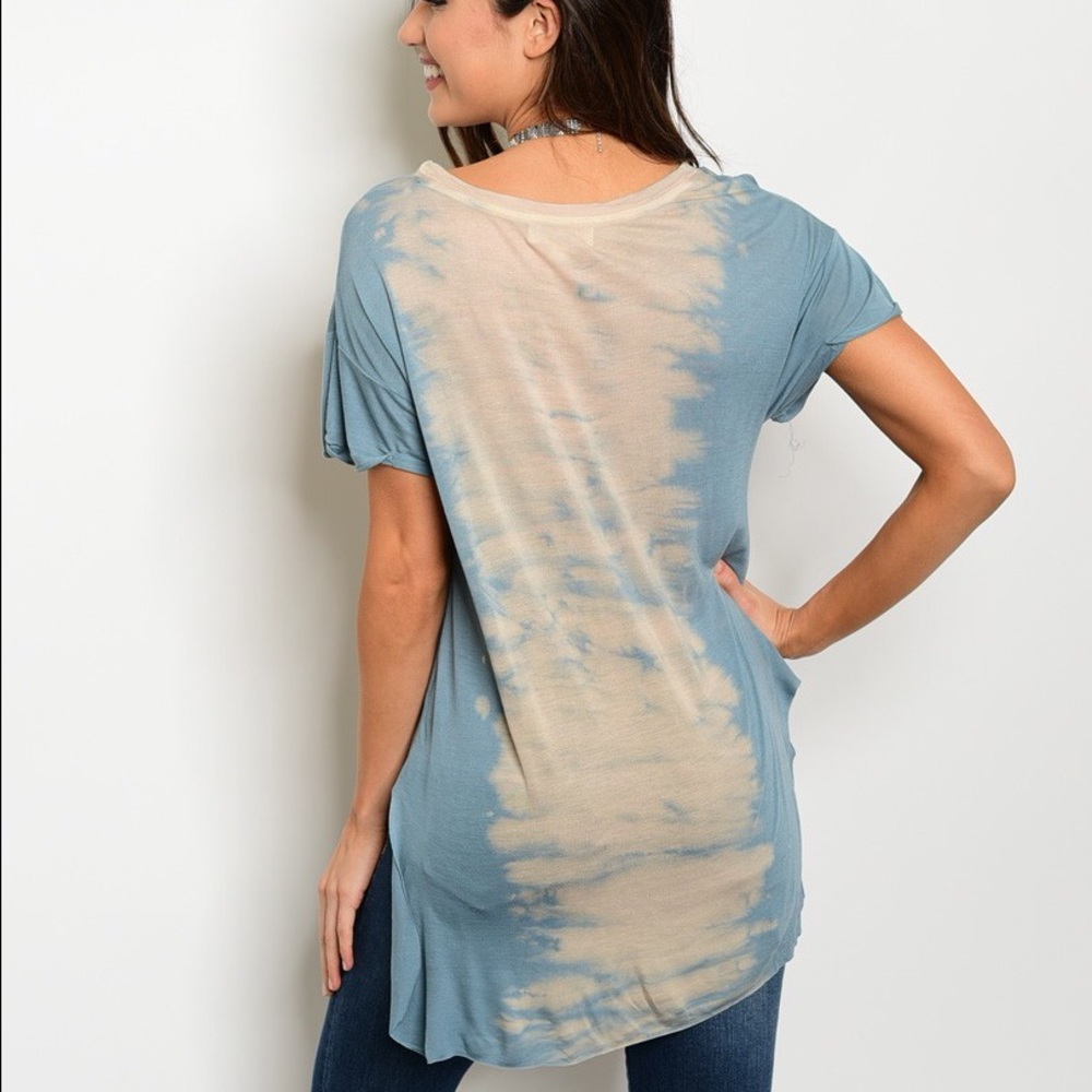 Blue and Taupe Tie Dye Shirt | Make a offer - Picture 2 of 4