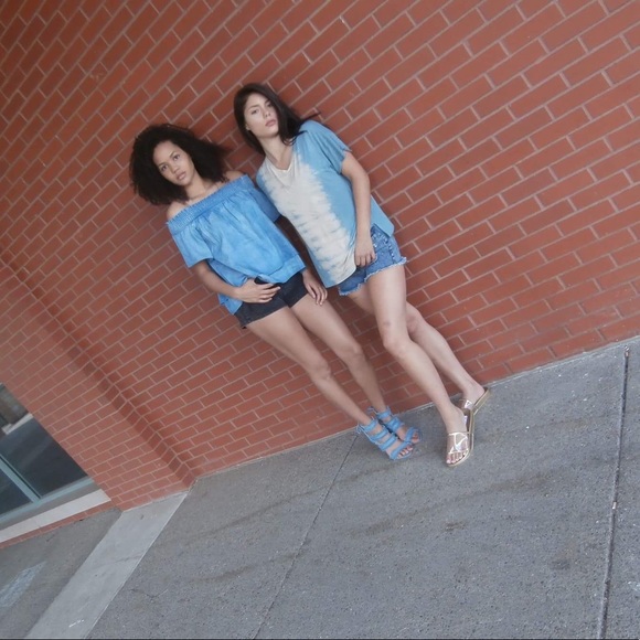 Blue and Taupe Tie Dye Shirt | Make a offer - Picture 3 of 4