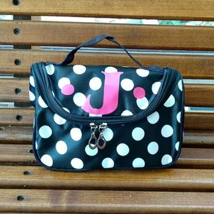 Custom letter initial makeup bag cosmetic black