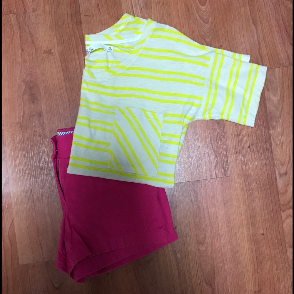 Madewell yellow and beige pocket tshirt size XS
