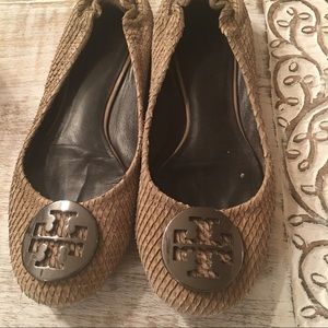 Tory Burch Reva Python Taupe Flats Size 7