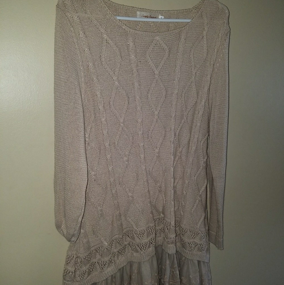 Beautiful boutique sweater with lace bottom