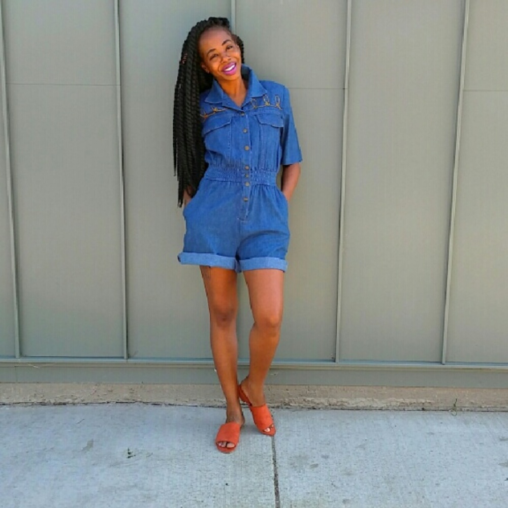 Vintage denim romper.