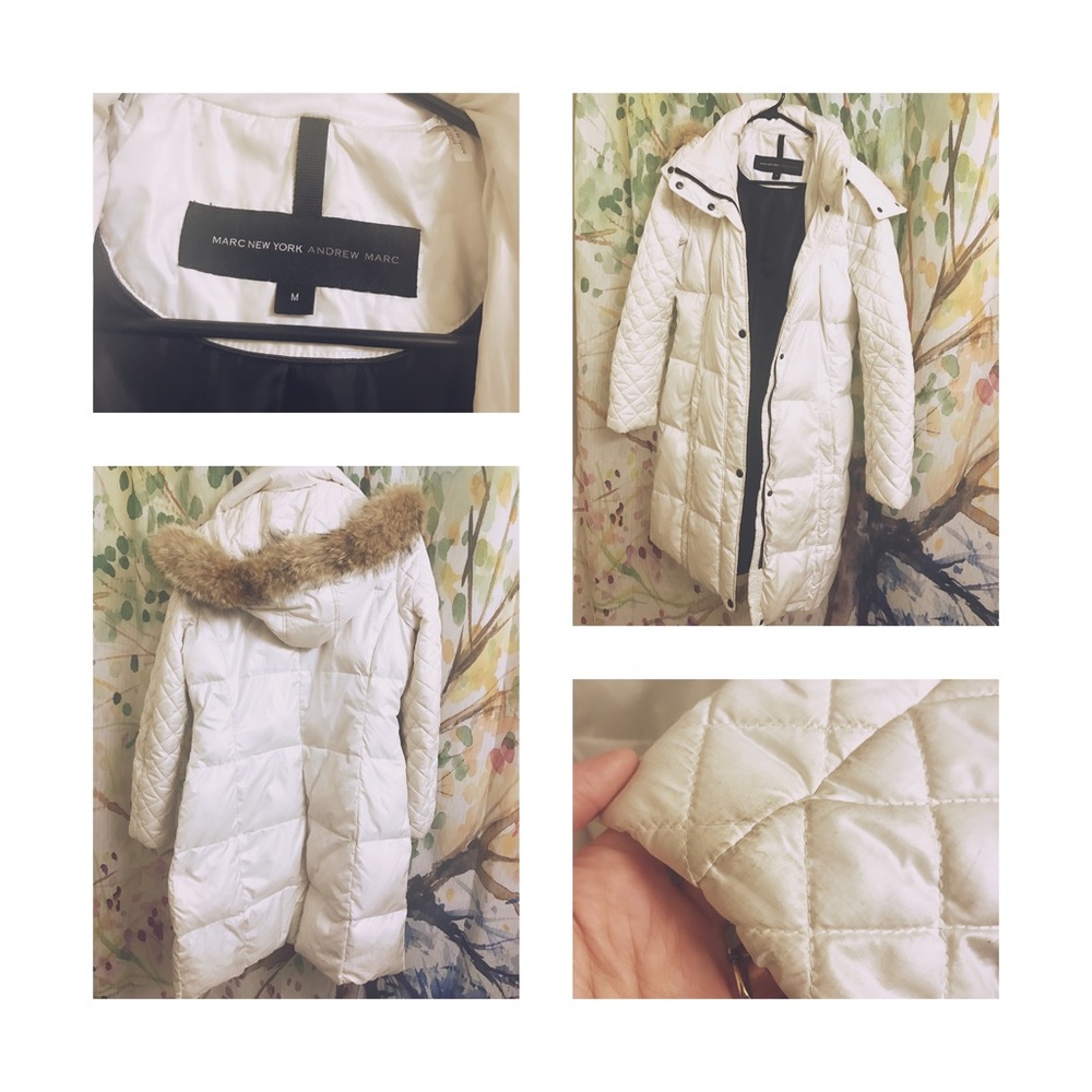 GUC Mark New York White Down Coat W/Coyote Fur!!