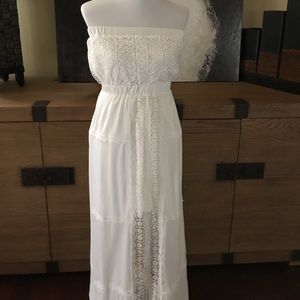 White Strapless Lace Maxi dress in size M