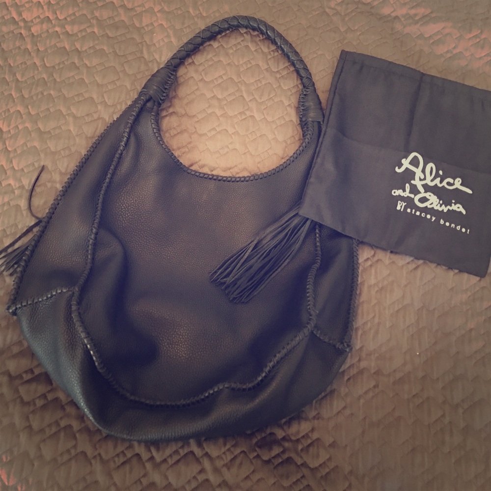 Alice and Olivia leather Hobo fringe
