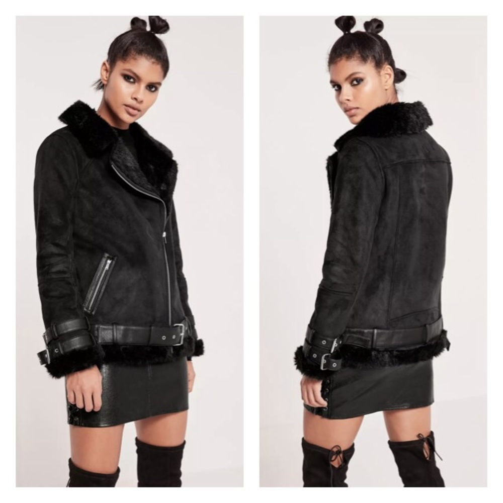 🚫SOLD🚫 Missguided Faux Leather Aviator Jacket - Picture 2 of 5