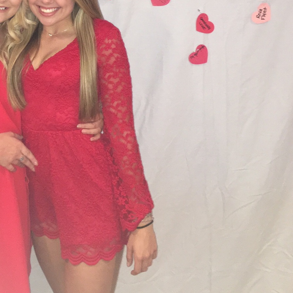 Red Lace Romper