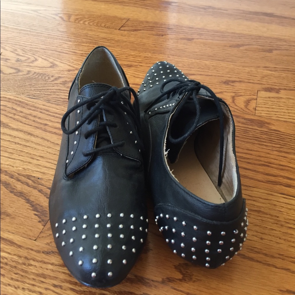 Black studded oxford flats