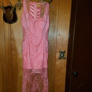 Coral lace dress