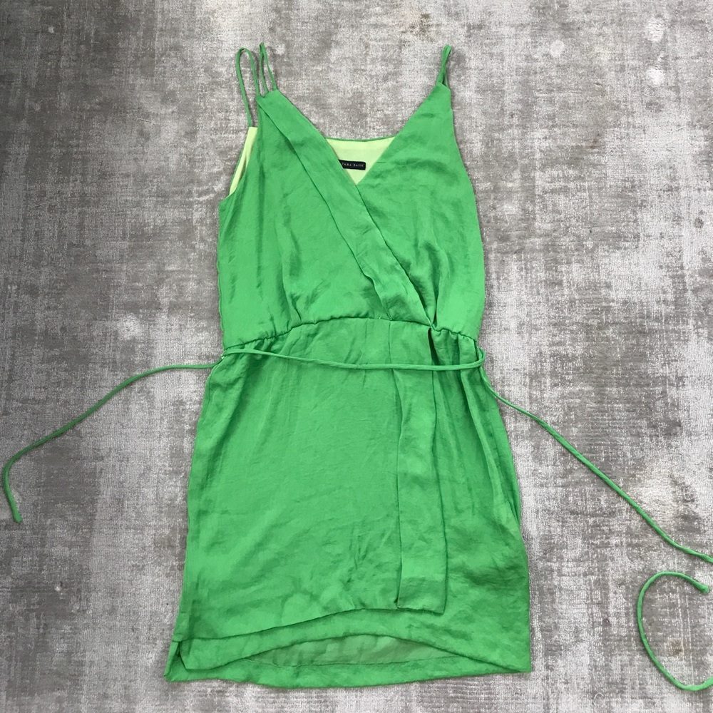 Zara green tie dress
