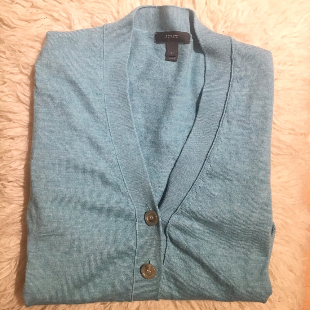 Turquoise J. Crew Merino V-Neck Cardigan