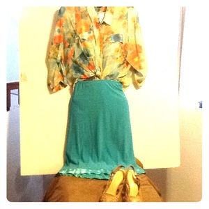 PLUS SIZE SEA FOAM GREEN  STRETCH SKIRT SIZE 2X