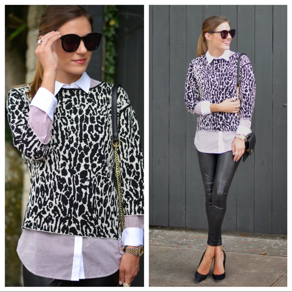 Ann Taylor leopard structured pullover - like new!