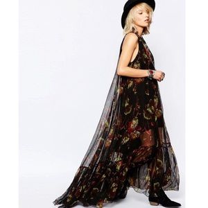 Free People Juno Maxi Floral Dress Small in Black