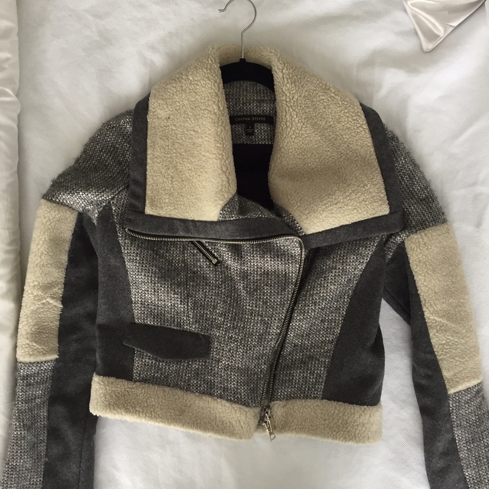 Cynthia Steffe jacket tweed with silver zippers