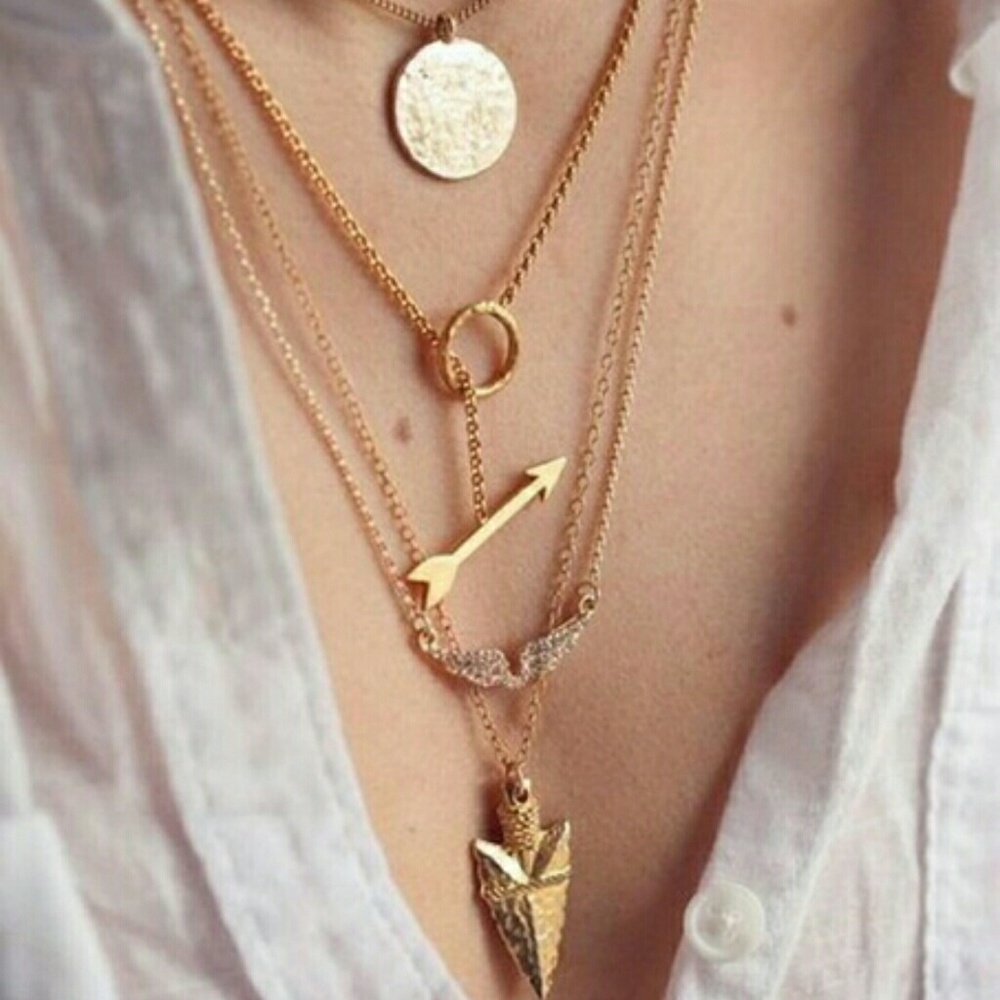 🍃❤Multilayer Crystal Gold necklace❤🍃 - Picture 2 of 4