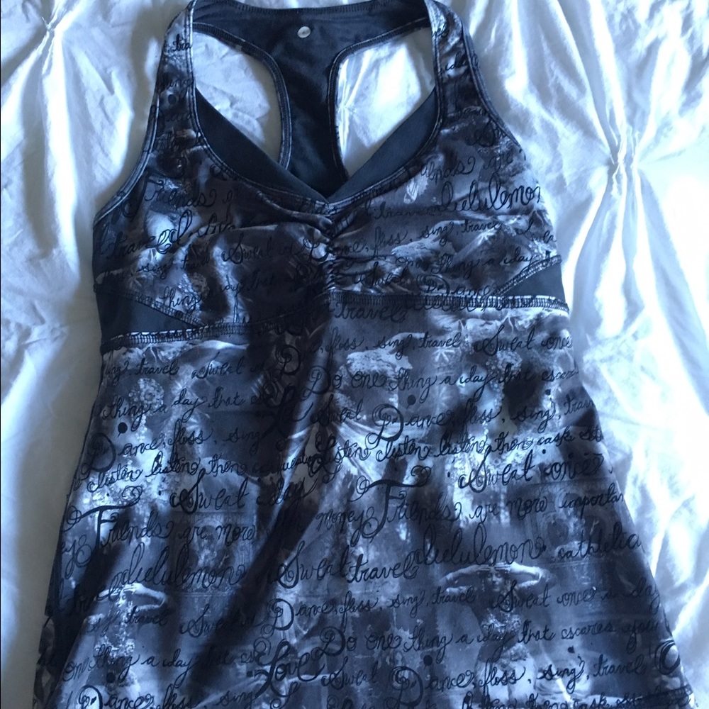 Lulu Lemon black/grey sports bra shirt/top.
