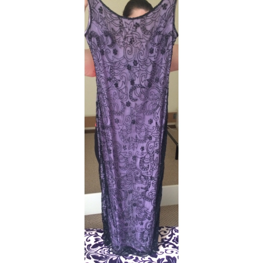 Purple beaded evening dress
