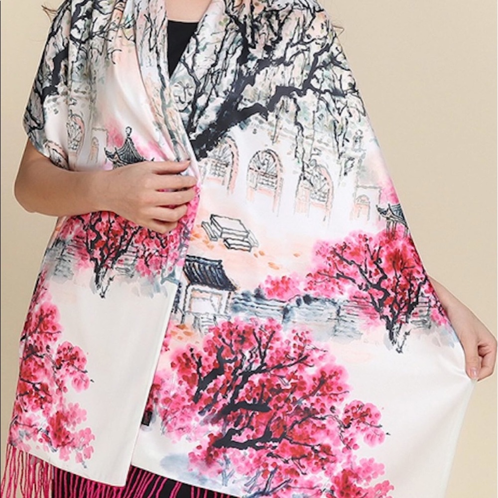 Double sided Chinese silk scarf
