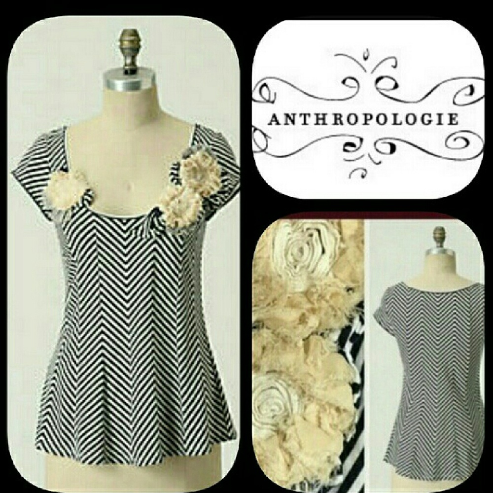 Anthropologie Zigzags & Zinnias Tee
