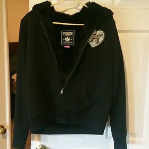 Victorias Secret pink fur lined jacket Lrg