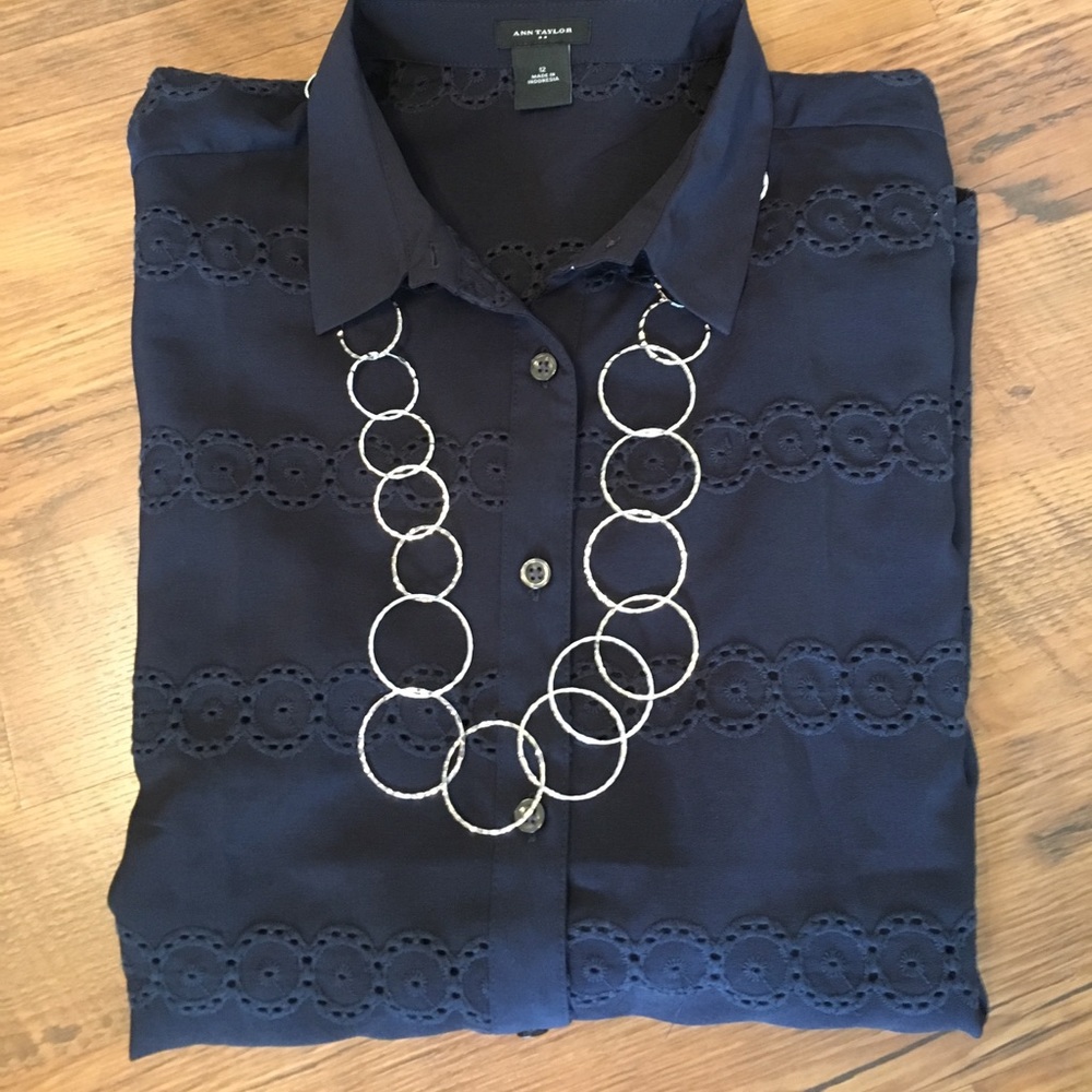 Ann Taylor Embroidered Button Down