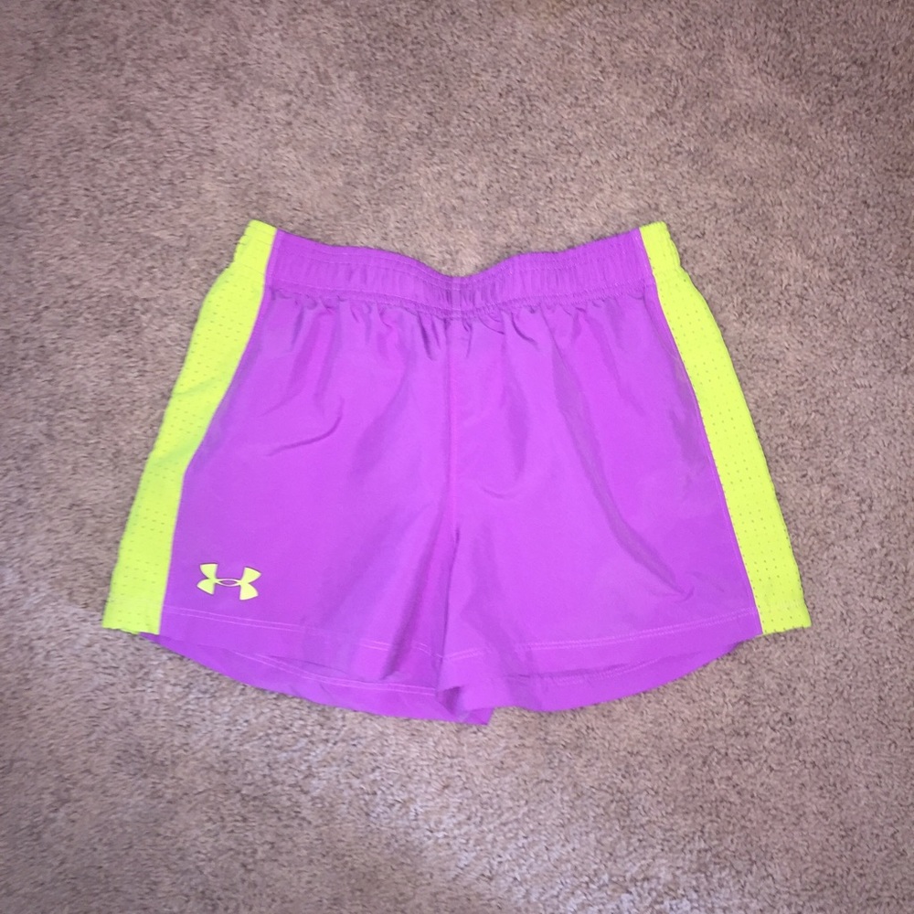 Yellow/Purple Under Armour Running Shorts