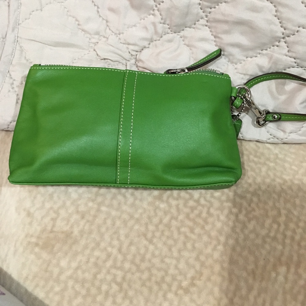 Brand New Coach green leather with silver hardware - Picture 2 of 3