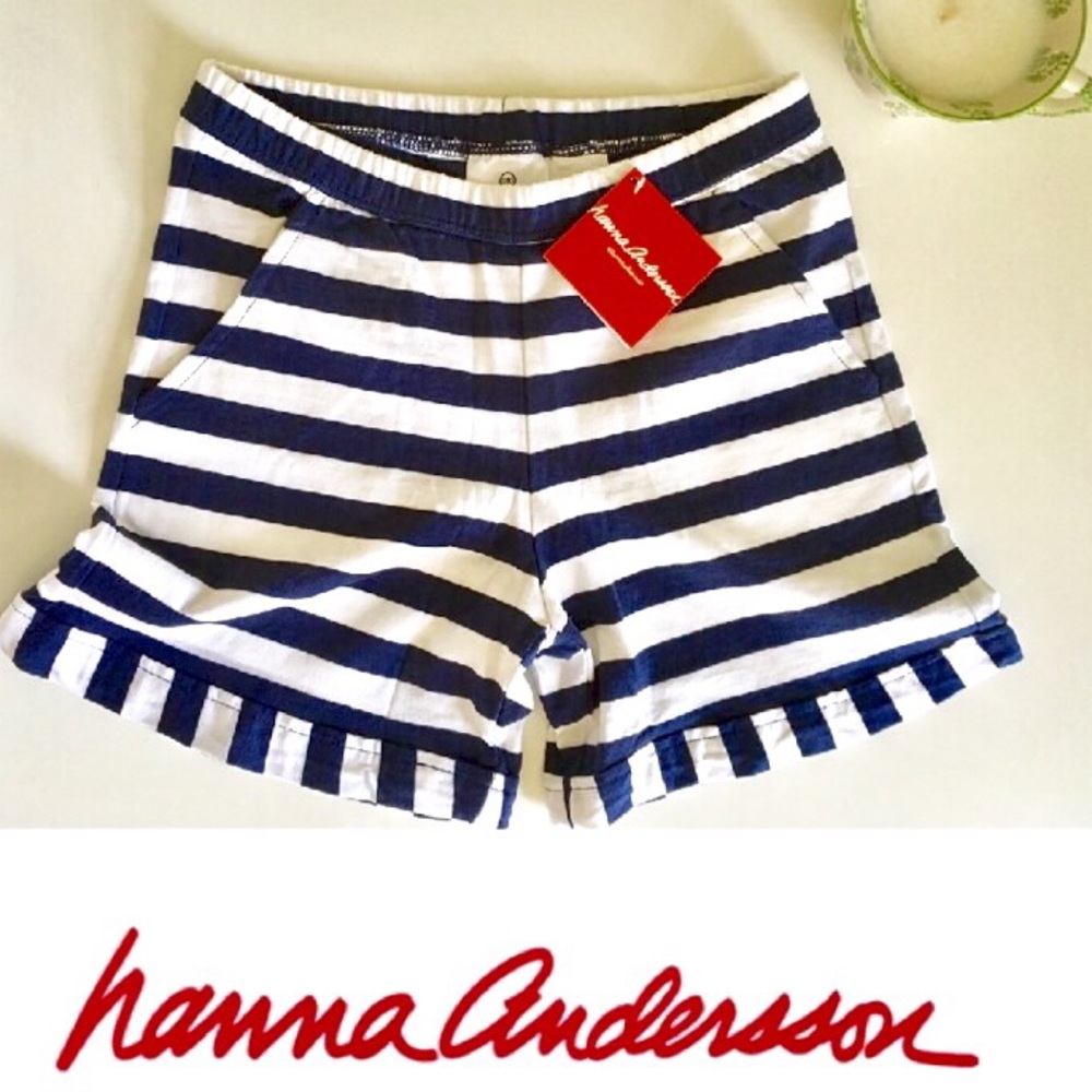 NWT Hanna Andersson shorts navy and white stripes