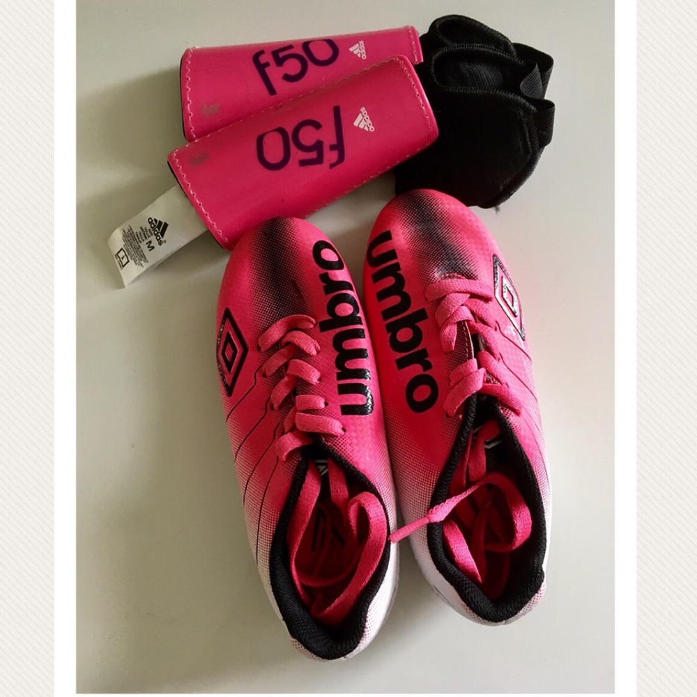Umbro girls soccer cleats and Adidas shin guards