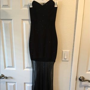 Black sparkly prom dress with sheer bottom. Size 2