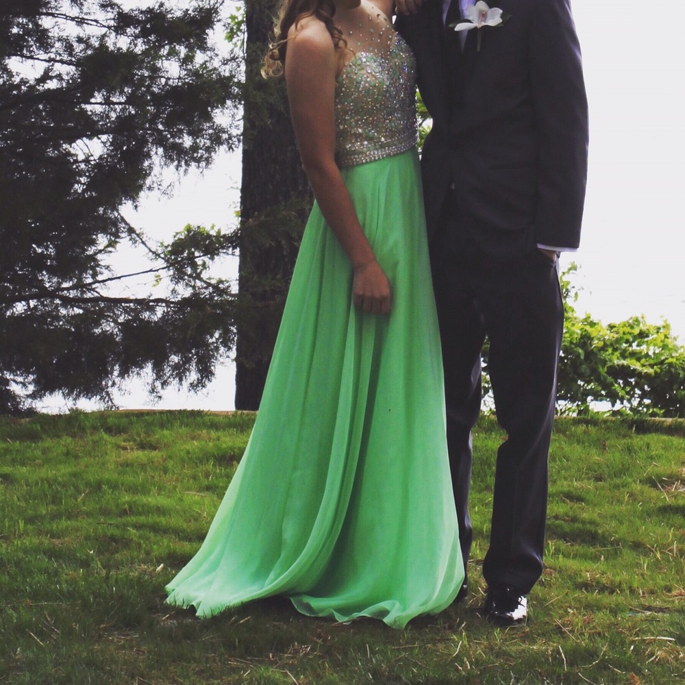 seafoam prom dress