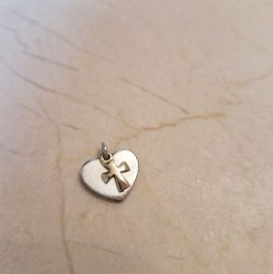 Sterling silver heart with gold cross
