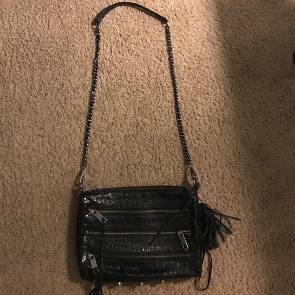 Rebecca Minkoff snakeskin black cross body!