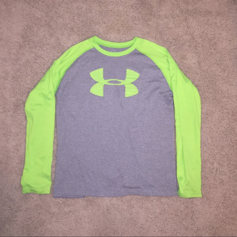 Neon Green/Grey Under Armour Pong Sleeve Boys