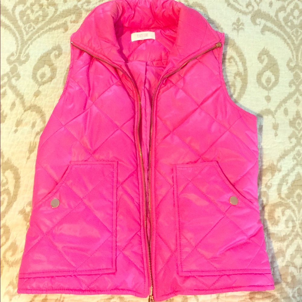 Hot pink vest!