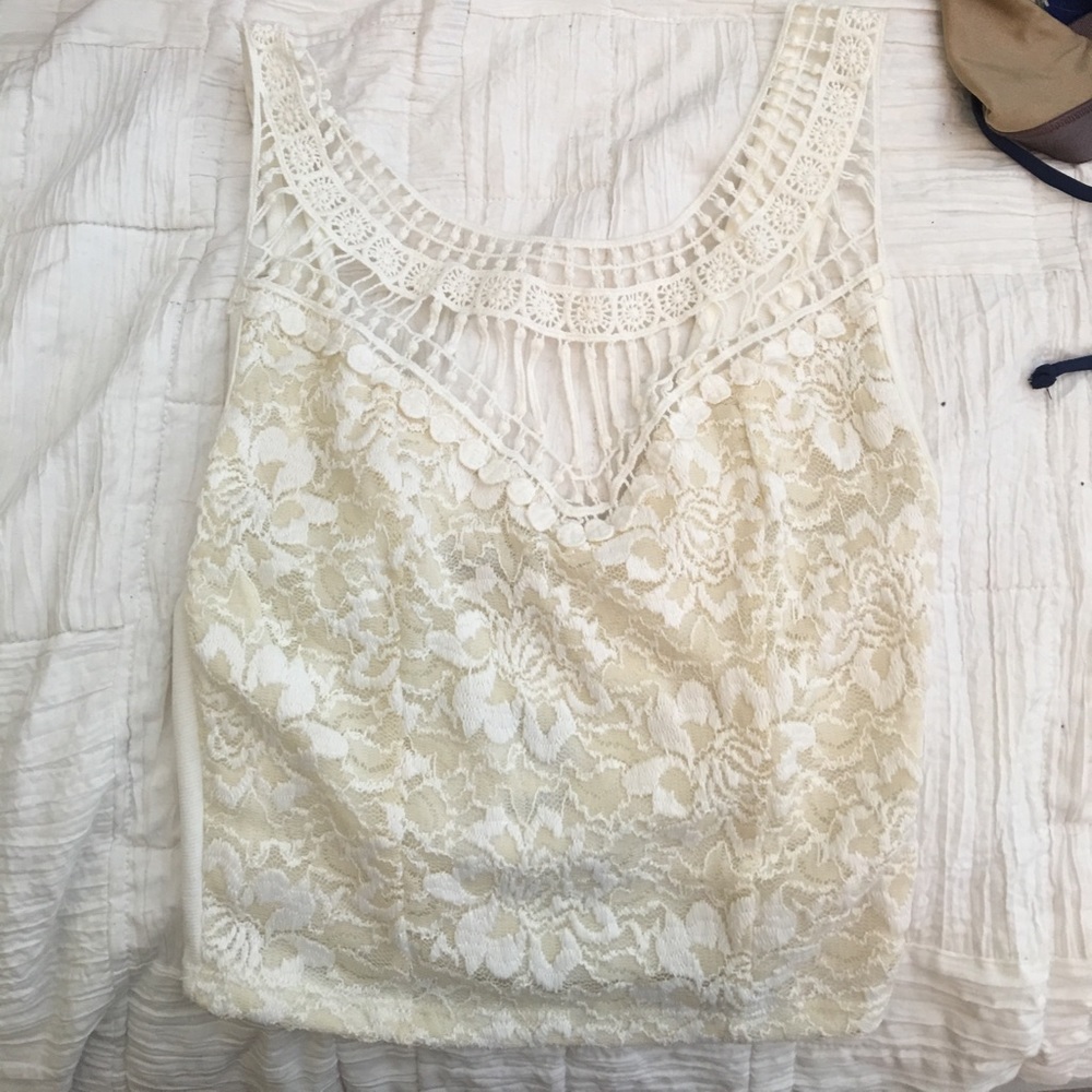 White Lacy crop top size small
