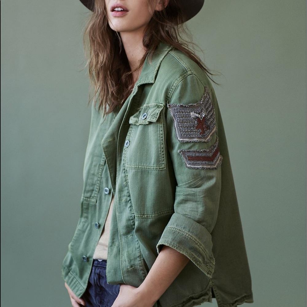 embellished military shirt jacket