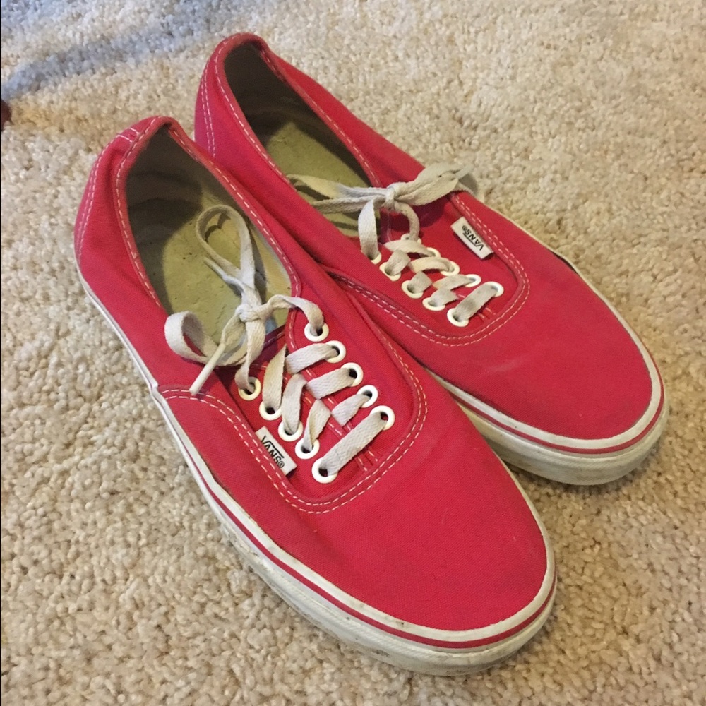 Worn Red Vans Slip Ons(Unisex)!