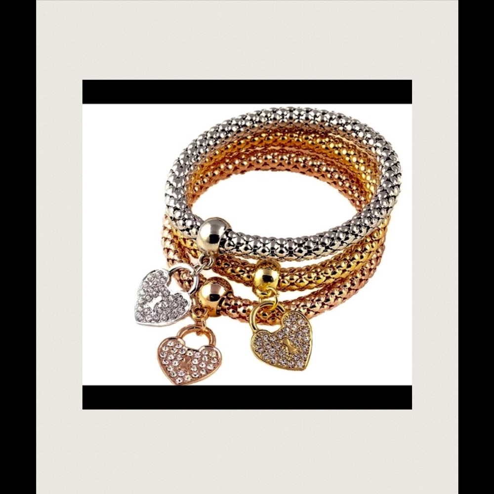 18K Plated Heart Charm Bracelets