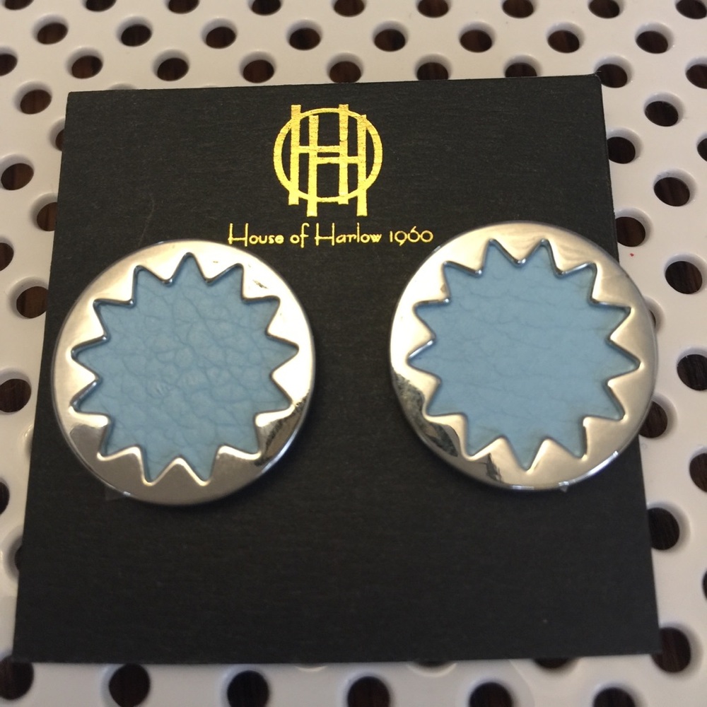 House of Harlow ice blue sunburst button NEW