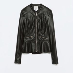 NWT Zara Vegan Leather Peplum Jacket