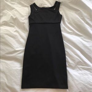 Aqua Zipper Black Bodycon Mini Dress XS